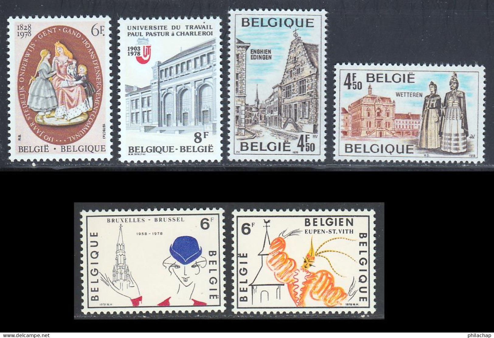 Belgique 1978 Yvert 1900 / 1905 ** TB - Ungebraucht