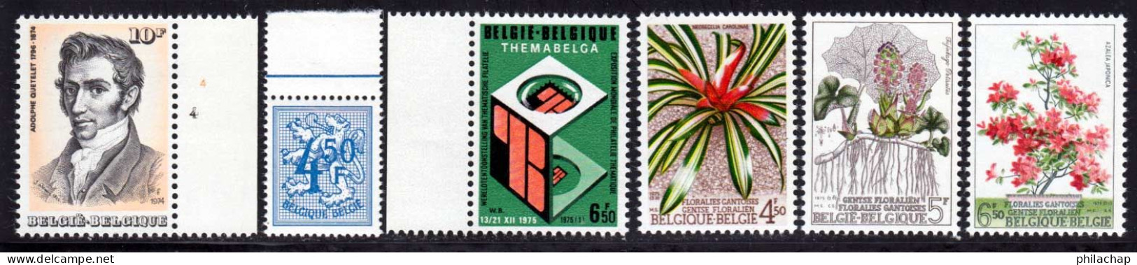 Belgique 1975 Yvert 1738 / 1743 ** TB - Unused Stamps