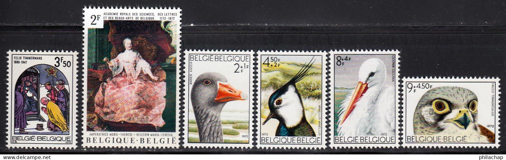 Belgique 1972 Yvert 1642 / 1647 ** TB Bord De Feuille - Ungebraucht