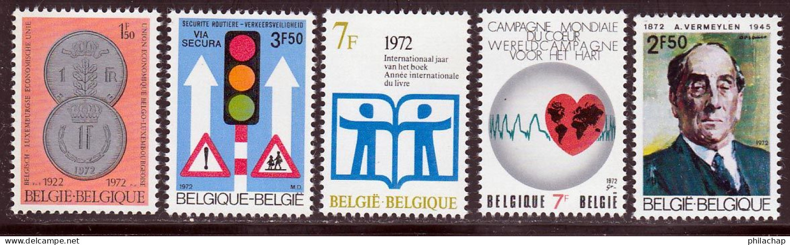 Belgique 1972 Yvert 1616 / 1620 ** TB Coin De Feuille - Unused Stamps