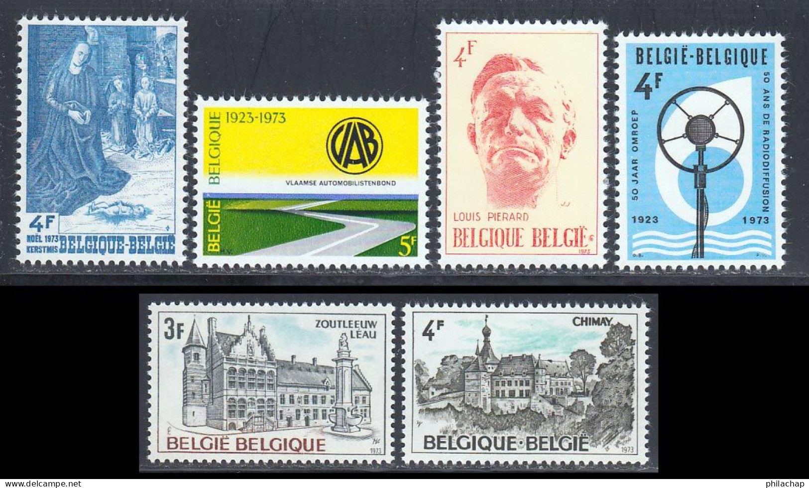 Belgique 1973 Yvert 1681 / 1686 ** TB - Ungebraucht