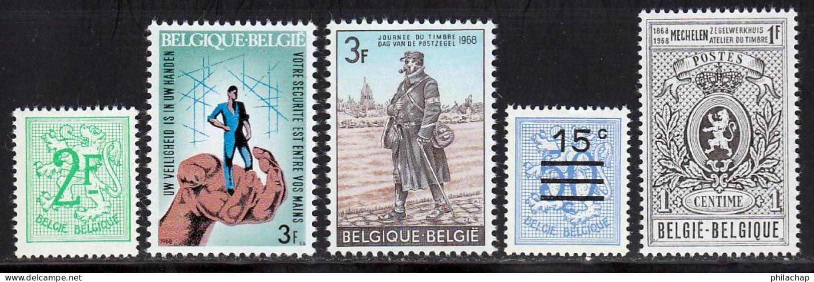 Belgique 1968 Yvert 1443 / 1447 ** TB - Neufs