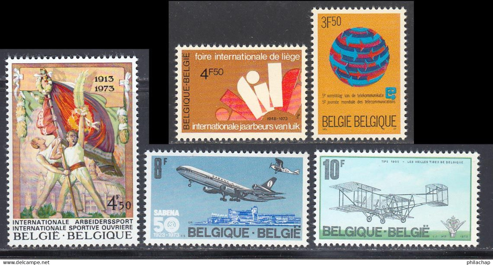 Belgique 1973 Yvert 1664 / 1668 ** TB - Unused Stamps