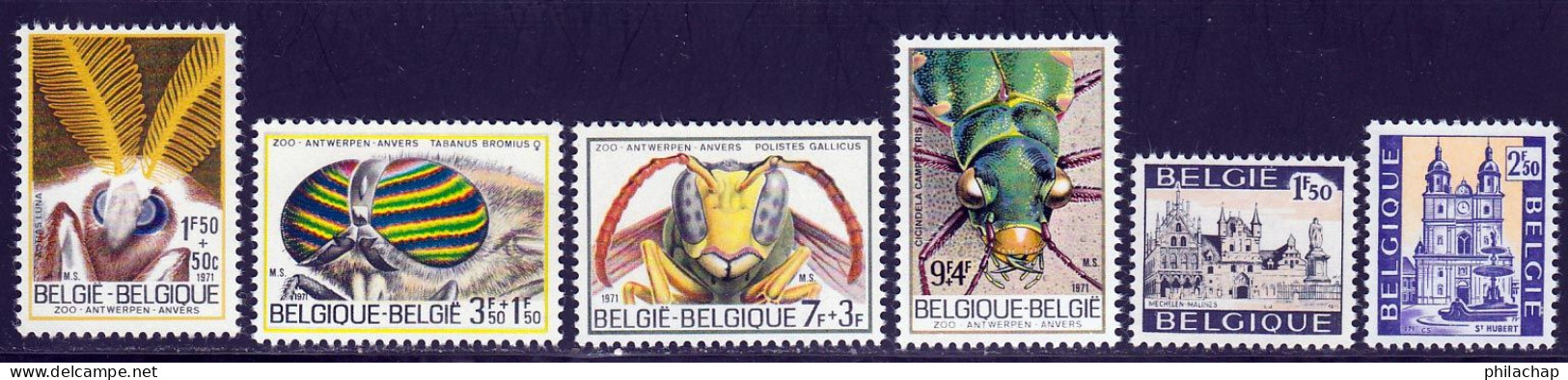 Belgique 1971 Yvert 1610 / 1615 ** TB - Unused Stamps