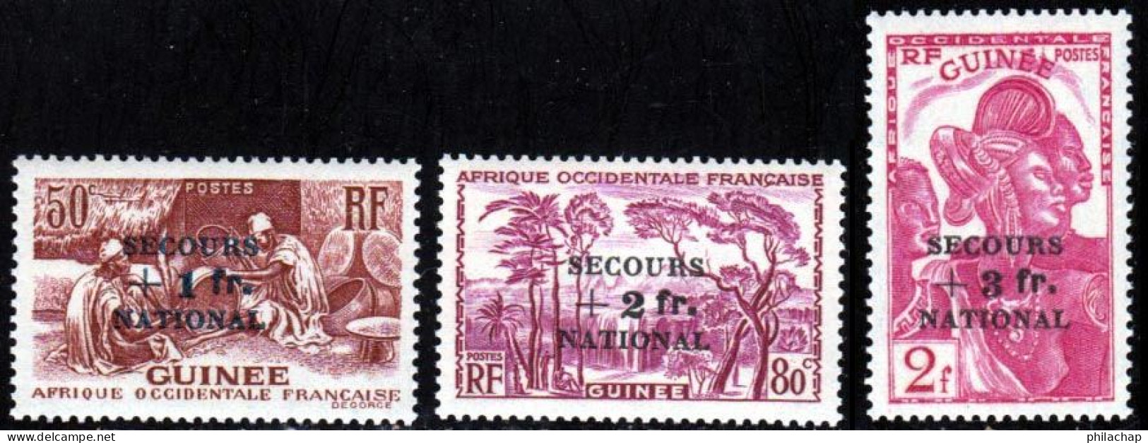 Guinee 1941 Yvert 172 - 173 - 175 ** TB Secours National - Neufs
