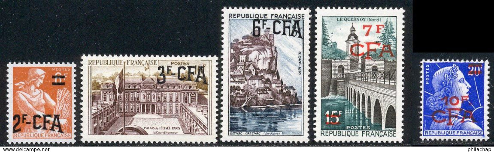 Reunion 1957 Yvert 331 - 332 - 334 - 335 - 337 ** TB - Unused Stamps