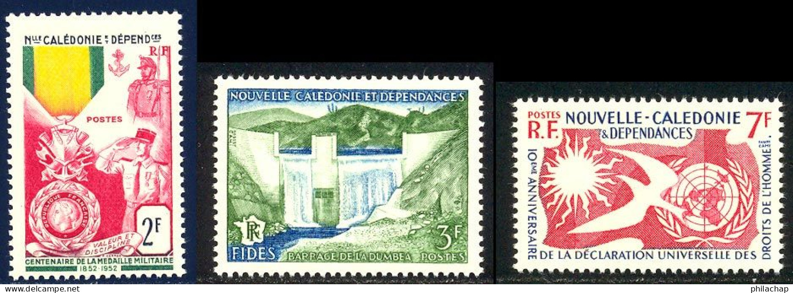 Nouvelle-Caledonie 1958 Yvert 279 - 287 - 290 ** TB Bord De Feuille - Unused Stamps
