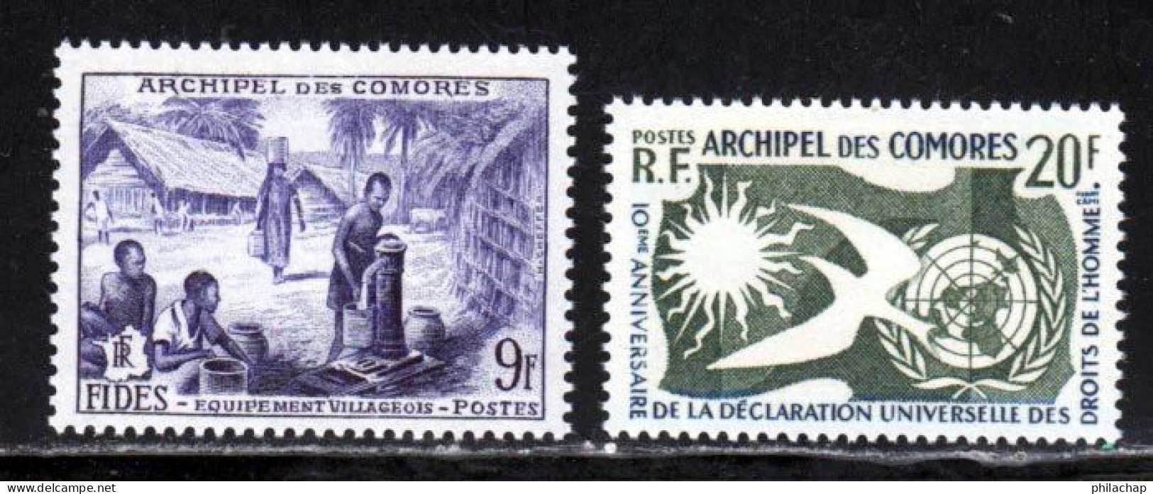 Comores 1956 Yvert 14 / 15 ** TB Bord De Feuille - Nuovi