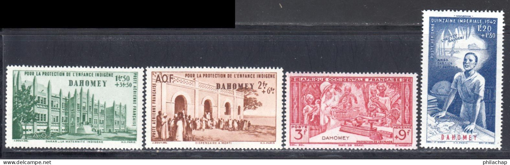 Dahomey PA 1942 Yvert 6 / 9 * B Charniere(s) - Unused Stamps