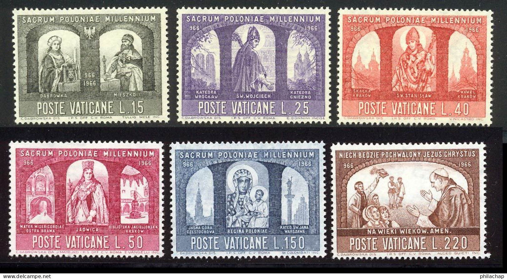 Vatican 1966 Yvert 451 / 456 ** TB Bord De Feuille - Unused Stamps