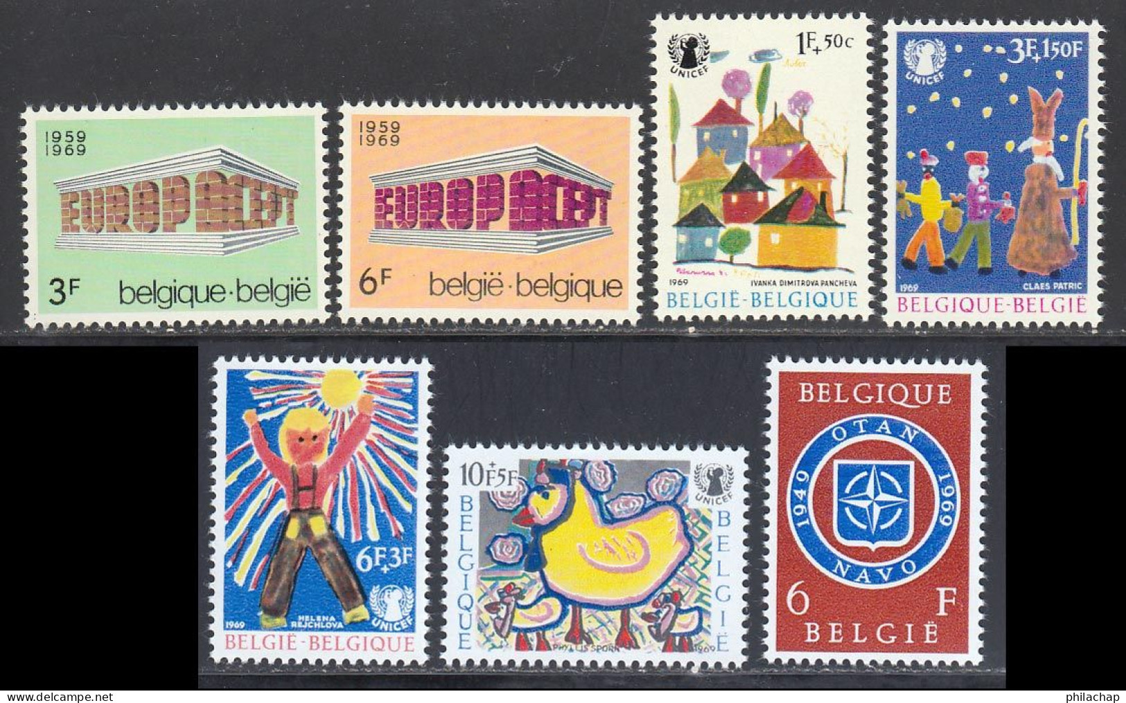 Belgique 1969 Yvert 1489 - 1490 - 1492 / 1496 ** TB - Neufs