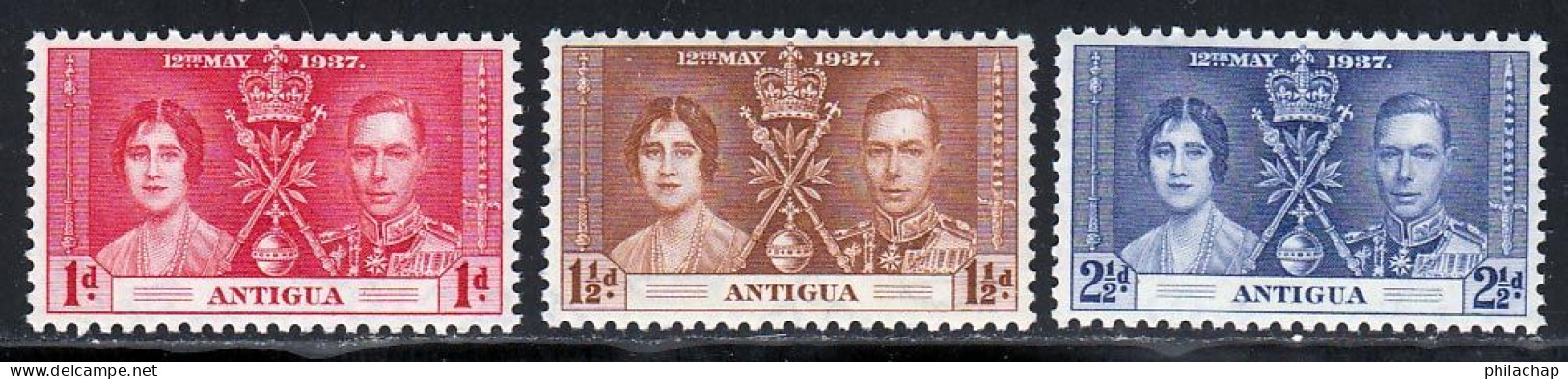 Antigua 1937 Yvert 78 / 80 ** TB - 1858-1960 Colonie Britannique