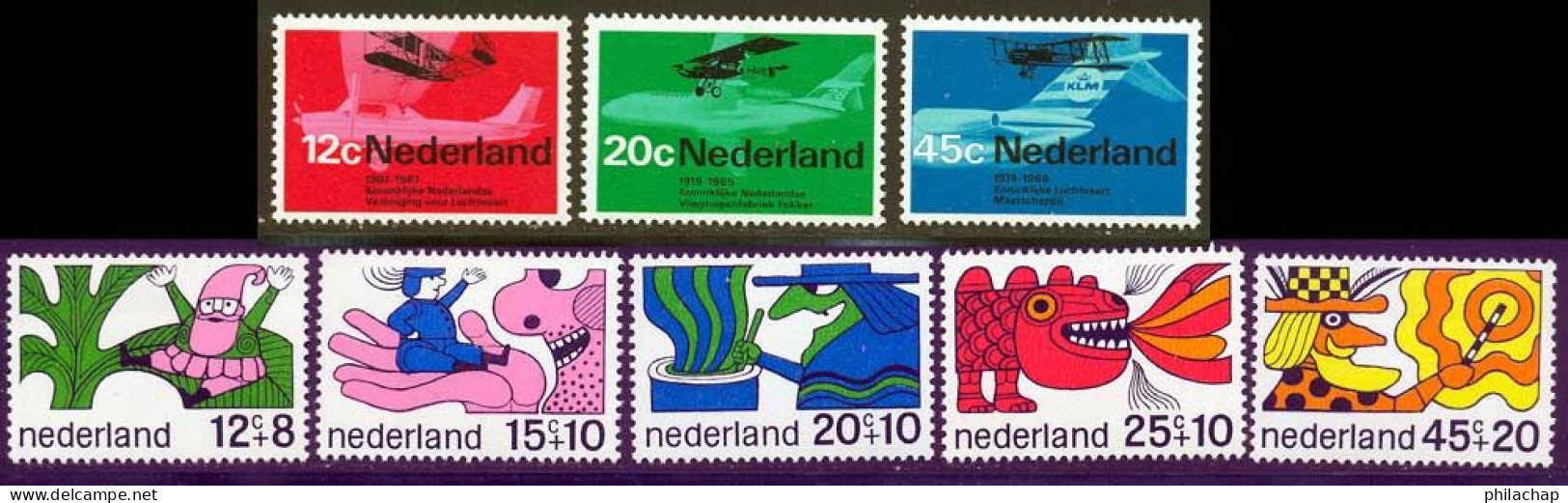 Pays-Bas 1968 Yvert 874 / 881 ** TB - Neufs