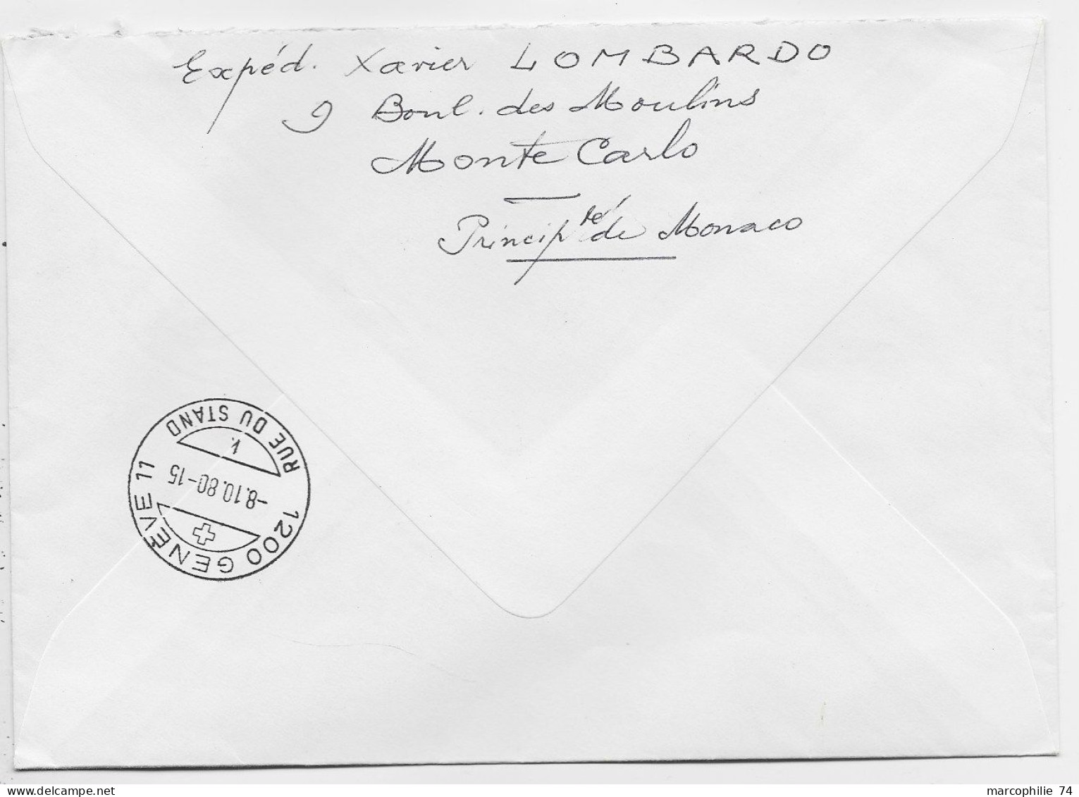 MONACO 10FR +10C LETTRE COVER REC MONTE CAERLO 7.10.1980 POUR SUISSE - Briefe U. Dokumente
