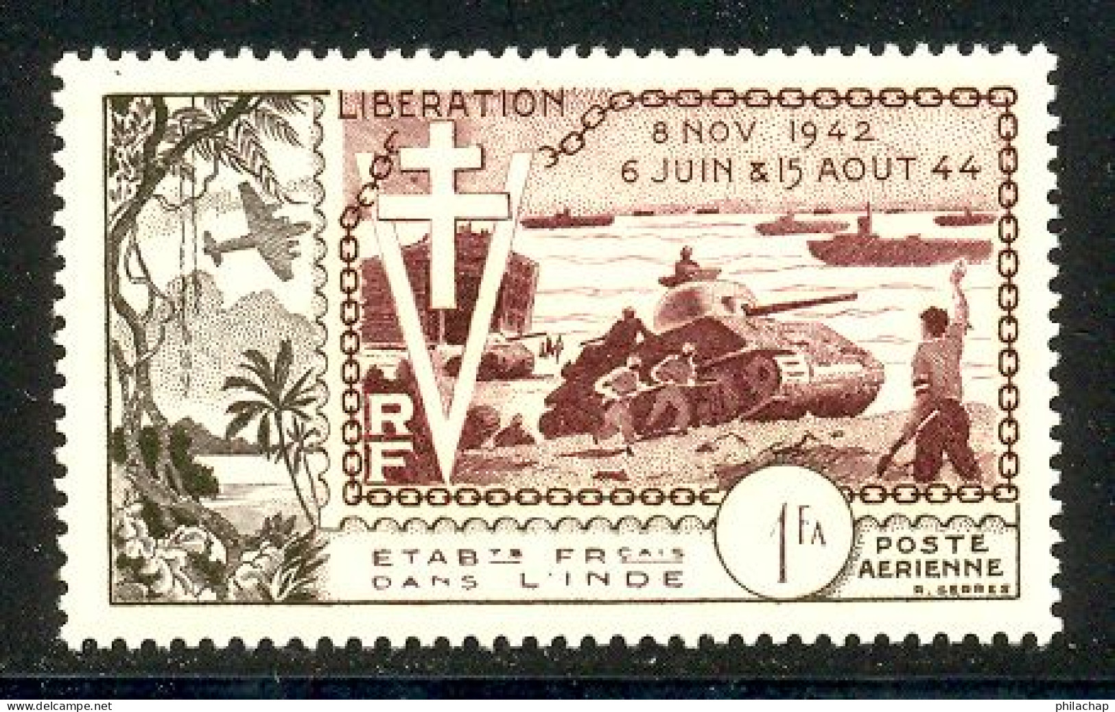 Inde PA 1954 Yvert 22 ** TB Liberation Bord De Feuille - Unused Stamps