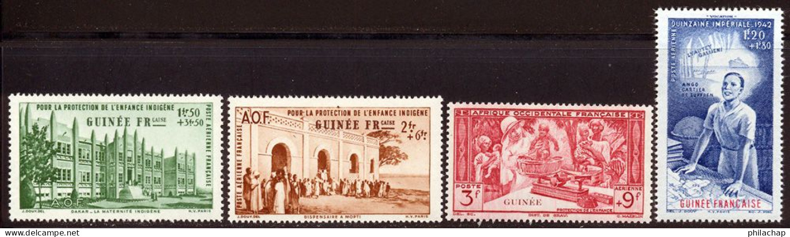 Guinee PA 1942 Yvert 6 / 9 ** TB PEIQI - Ongebruikt