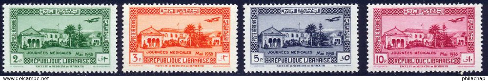 Grand Liban PA 1938 Yvert 75 / 78 ** TB Coin De Feuille - Posta Aerea