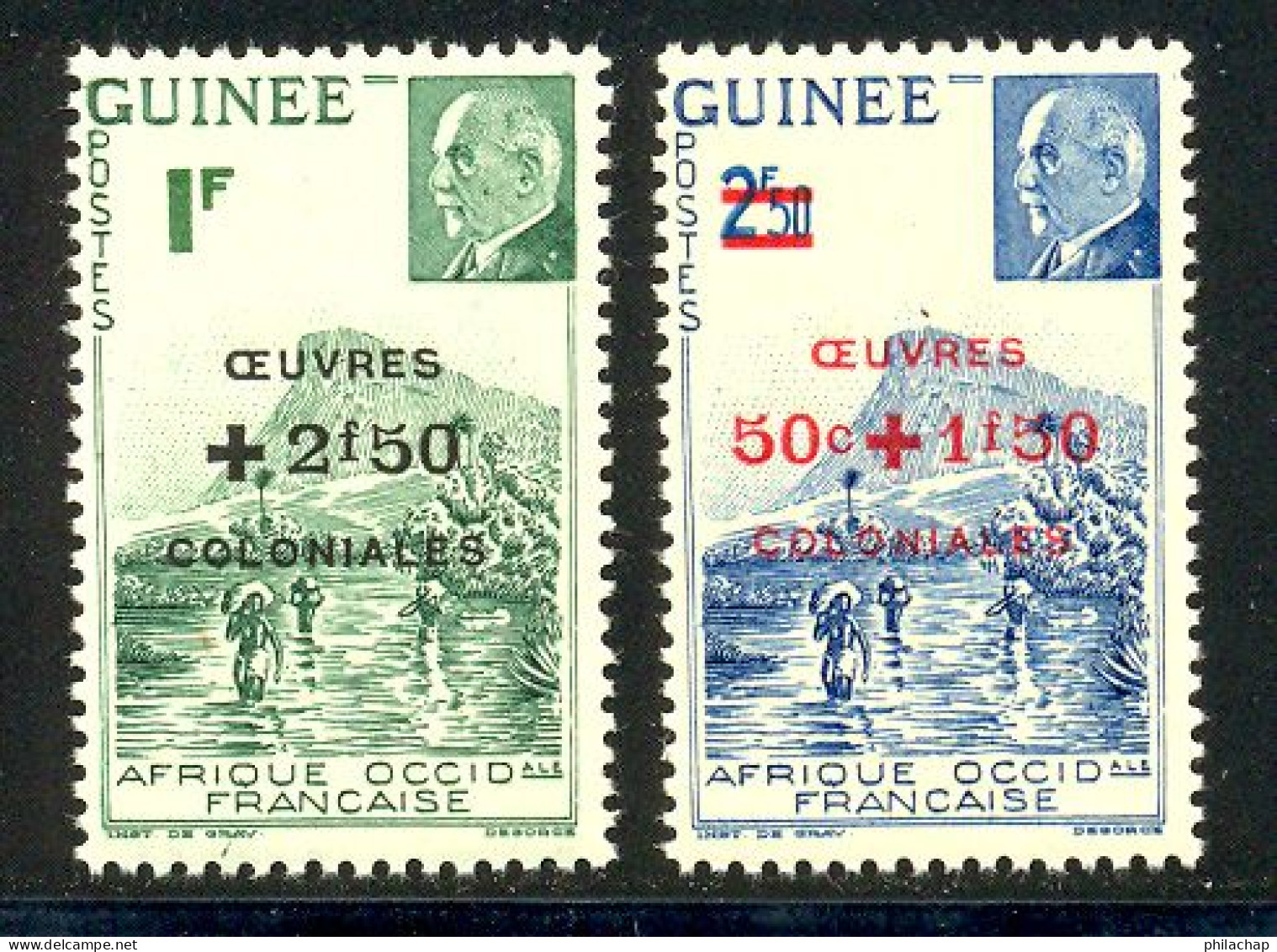 Guinee 1944 Yvert 185 / 186 ** TB Bord De Feuille - Unused Stamps