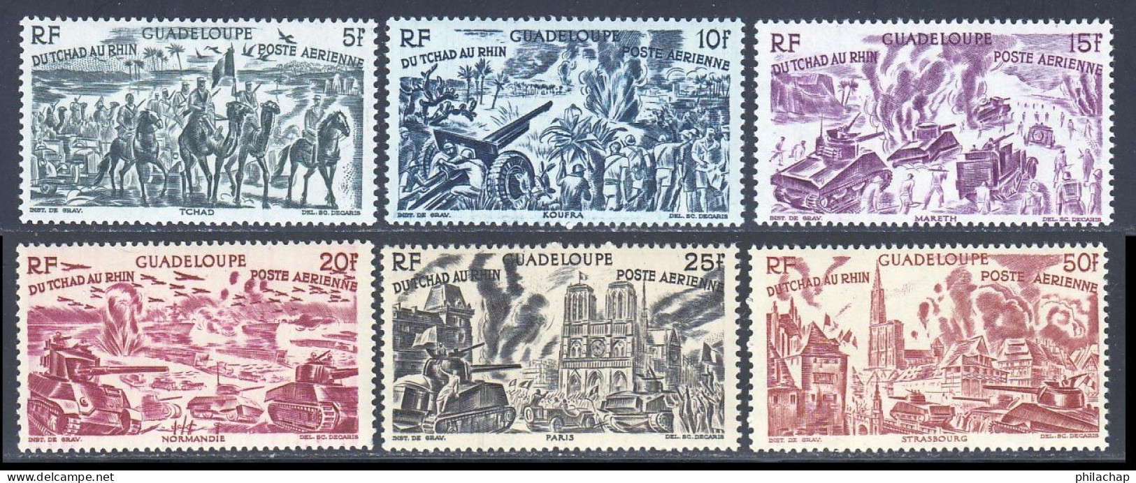 Guadeloupe PA 1946 Yvert 8 / 10 - 12 ** 7 -11  * TB - Airmail