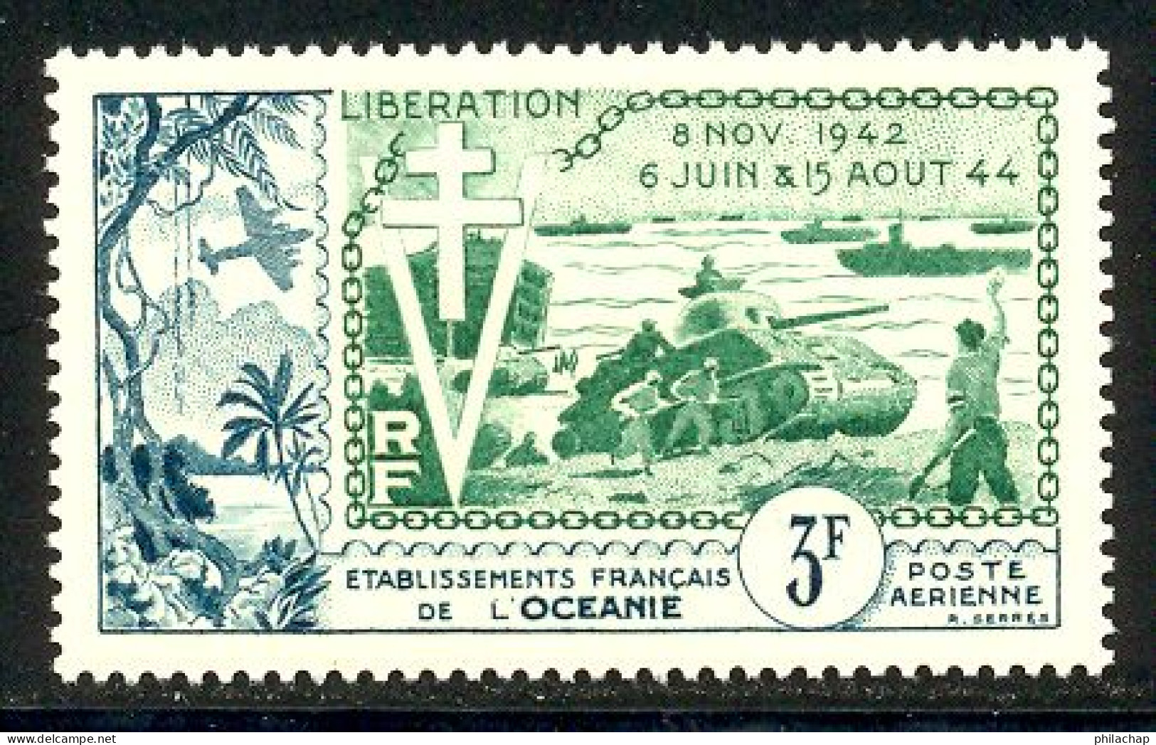 Oceanie PA 1954 Yvert 31 ** TB Liberation Bord De Feuille - Luchtpost