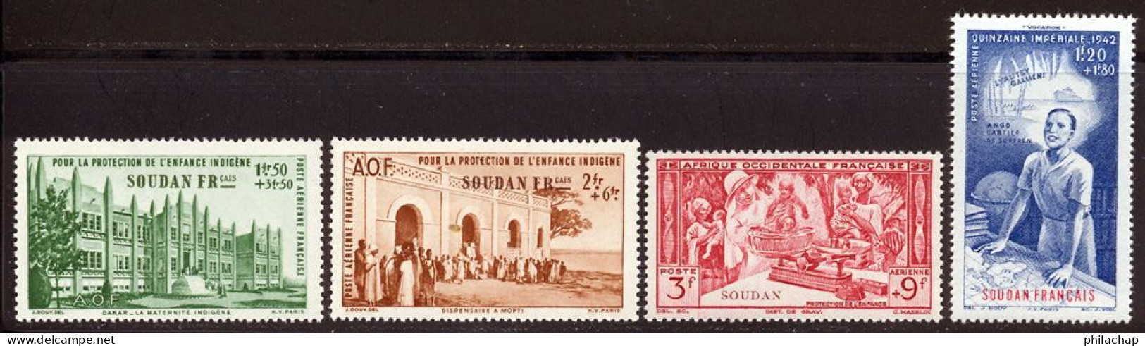 Soudan PA 1942 Yvert 6 / 9 ** TB PEIQI Bord De Feuille - Unused Stamps