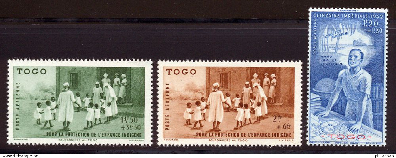 Togo PA 1942 Yvert 6 / 8 ** TB PEIQI Bord De Feuille - Nuovi
