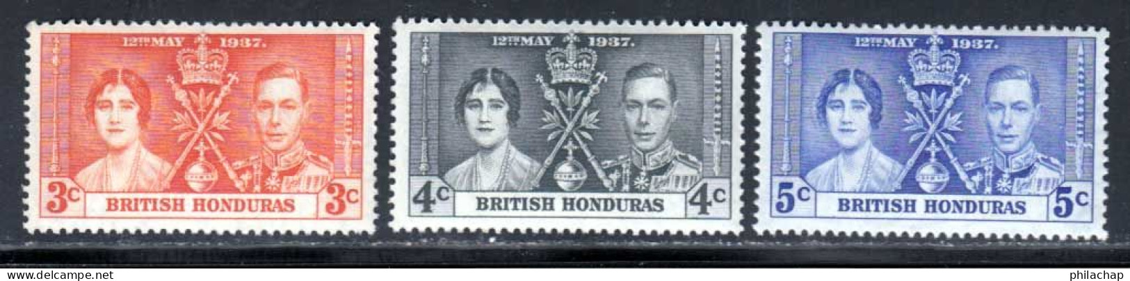 Honduras Britannique 1937 Yvert 115 / 117 ** TB - Honduras Britannique (...-1970)