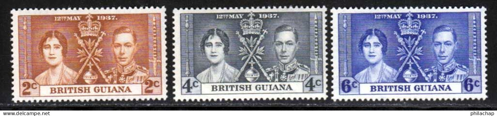 Guyane Britannique 1937 Yvert 159 / 161 ** TB - Guyana Britannica (...-1966)