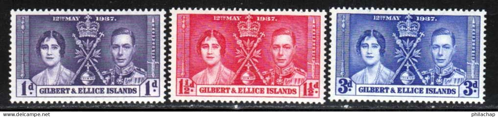 Gilbert Et Ellice 1937 Yvert 35 / 37 ** TB Bord De Feuille - Gilbert- En Ellice-eilanden (...-1979)