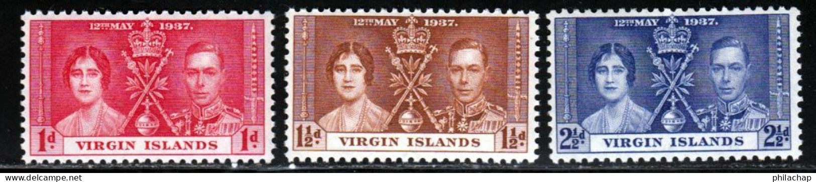 Iles Vierges 1937 Yvert 71 / 73 ** TB - British Virgin Islands