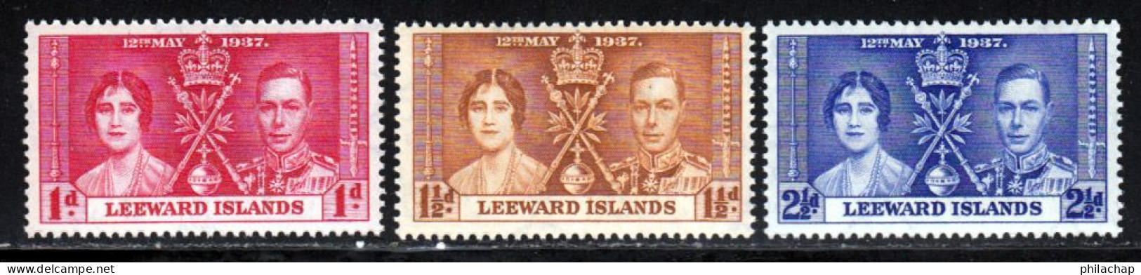 Leeward 1937 Yvert 86 / 88 ** TB Bord De Feuille - Leeward  Islands