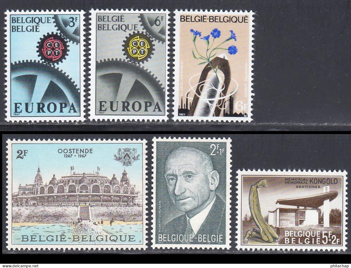 Belgique 1967 Yvert 1415 / 1420 ** TB - Neufs