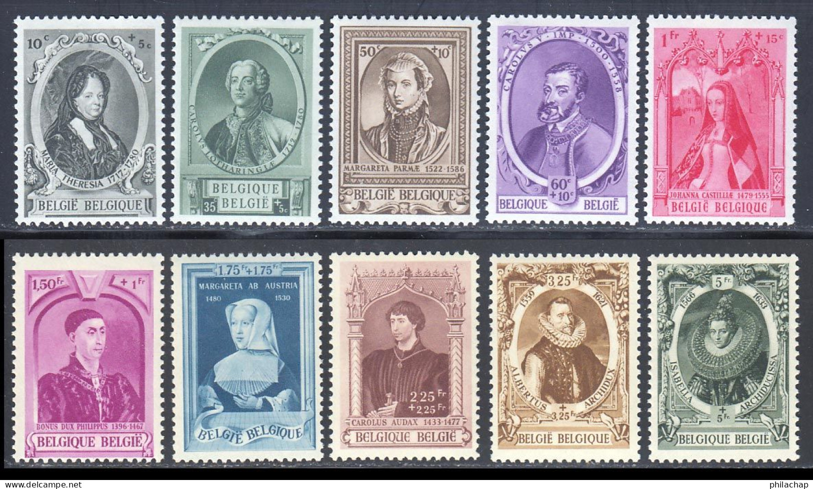 Belgique 1941 Yvert 573 / 582 ** TB - Unused Stamps