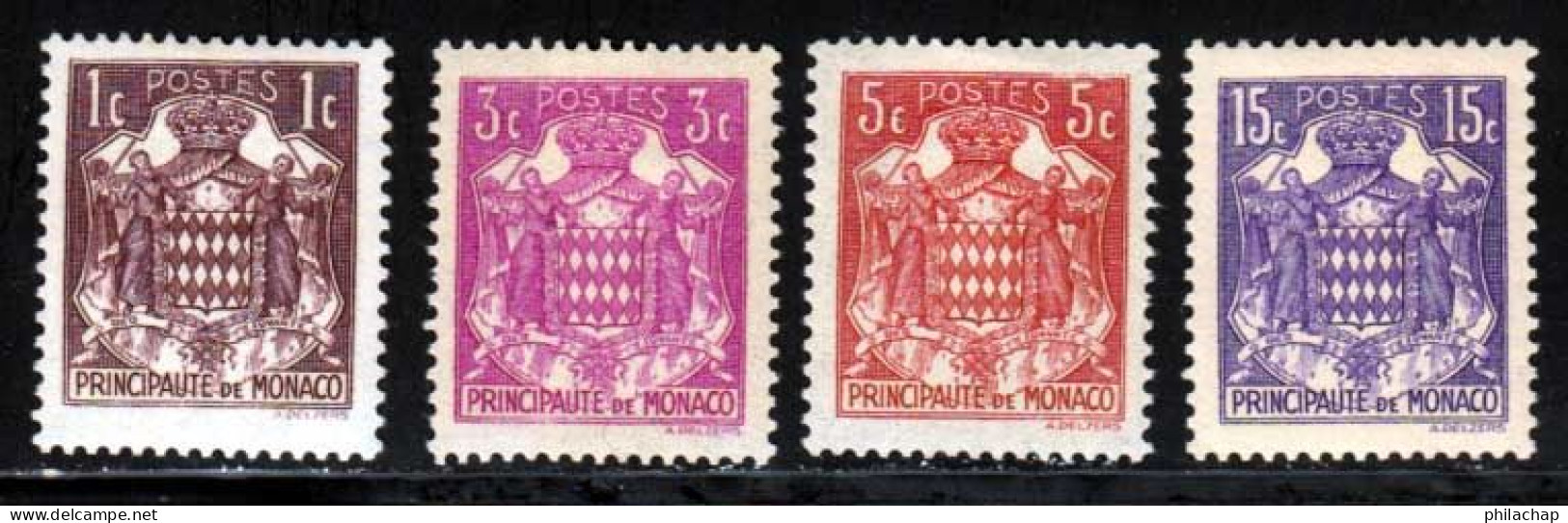 Monaco 1937 Yvert 154 - 156 - 157 - 158A * TB Charniere(s) - Unused Stamps