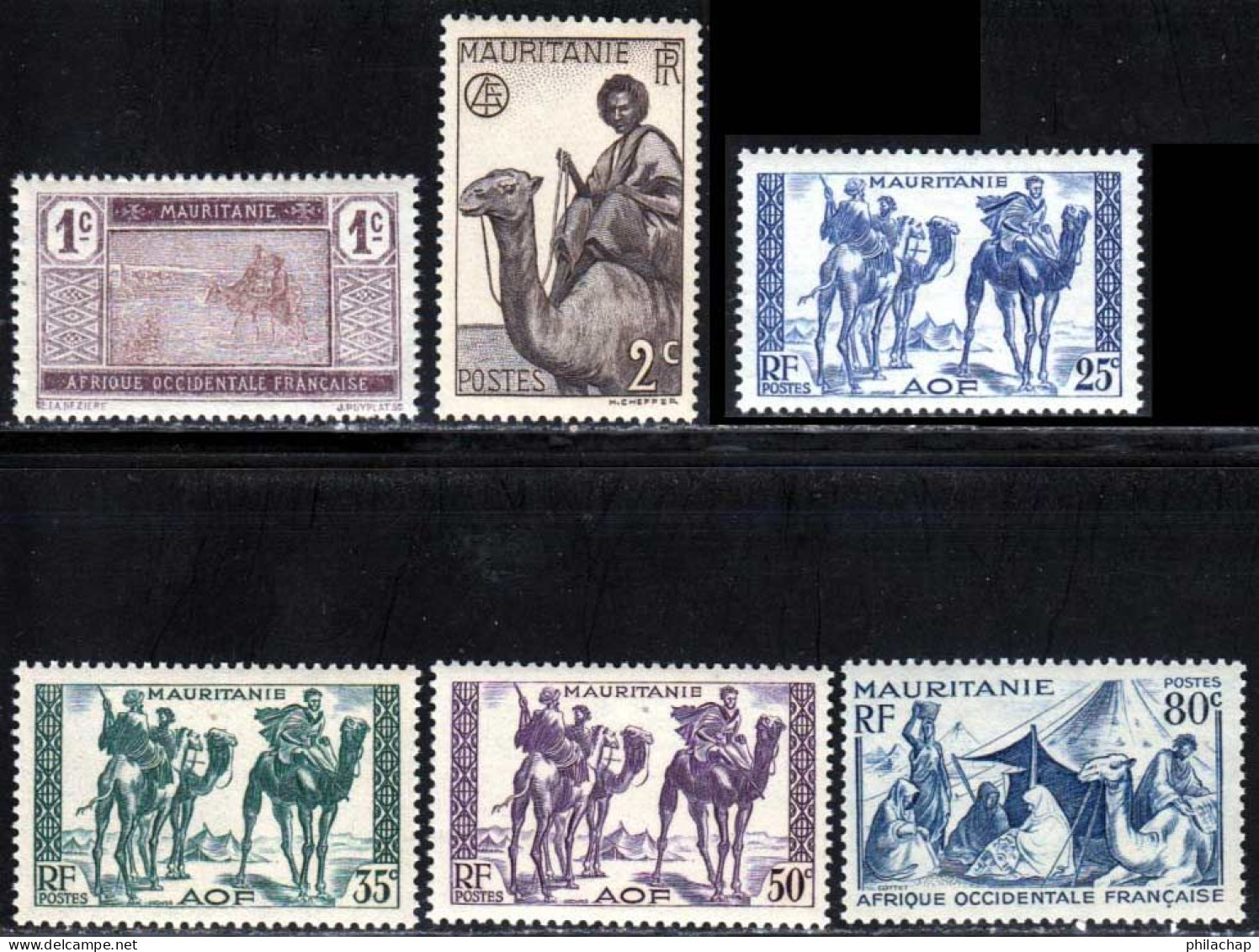 Mauritanie 1938 Yvert 17 - 73 - 80 - 82 - 83 - 86 ** TB - Neufs