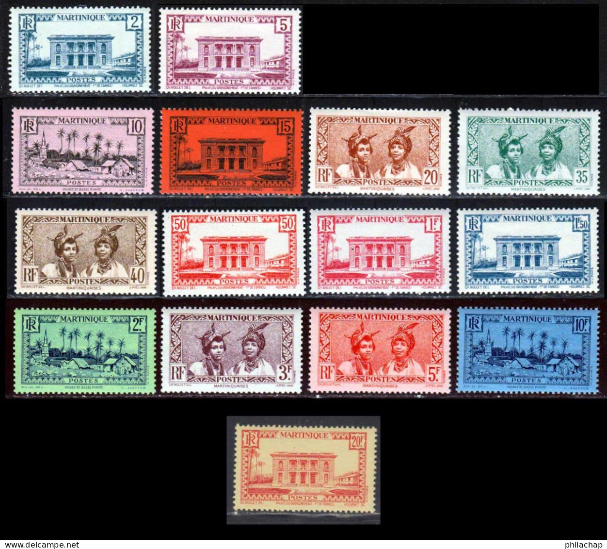 Martinique 1933 Yvert 134-136/139-141A-142-144-148A-149/154 ** TB - Neufs