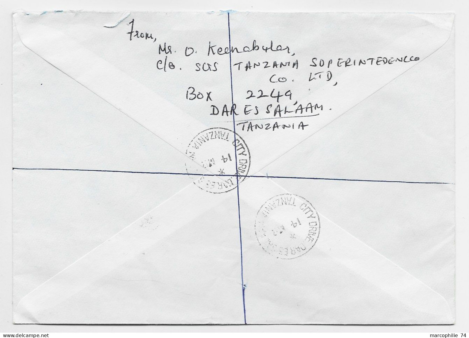 TANZANIA PAPILLON BUTTERFLY 5/+1/+20CX2 LETTRE COVER REC AIR MAIL EXPRES TO SUISSE - Tanzanie (1964-...)