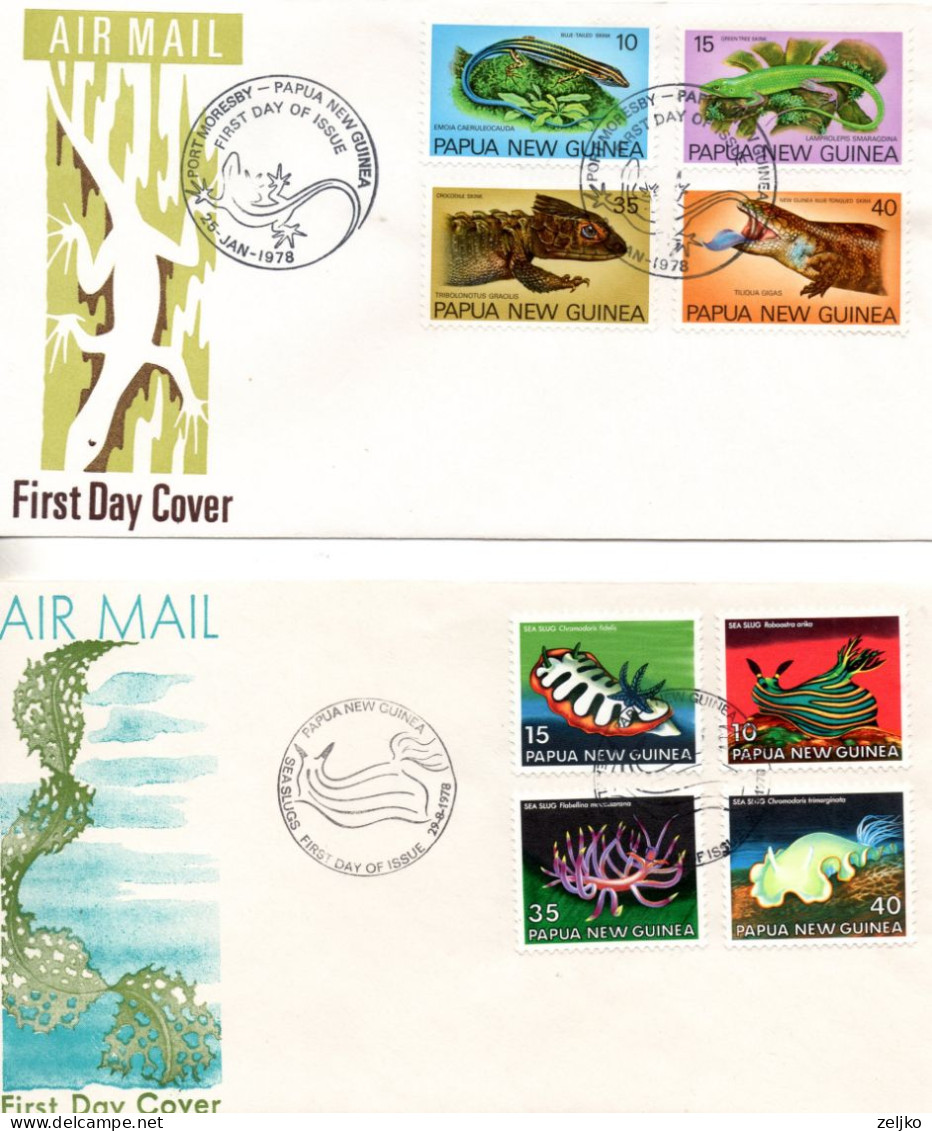 Papua New Guinea, FDC, 1978, Michel 337 - 340, 351 - 354, Fauna - Papua New Guinea