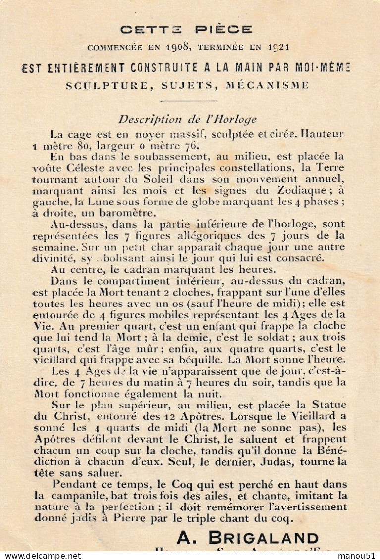 Horloge Entièrement Construite à La Main - A. BRIGALAND  Horloger à St André De L'Eure - Sonstige & Ohne Zuordnung