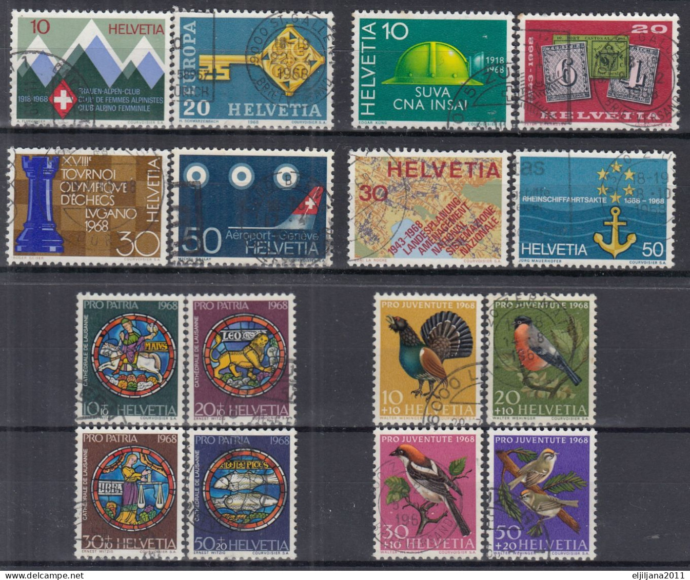 Switzerland / Helvetia / Schweiz / Suisse 1968 ⁕ Mi.870-873, 874-877, 887-890, 891-894 ⁕ 16v Used - See Scan - Oblitérés