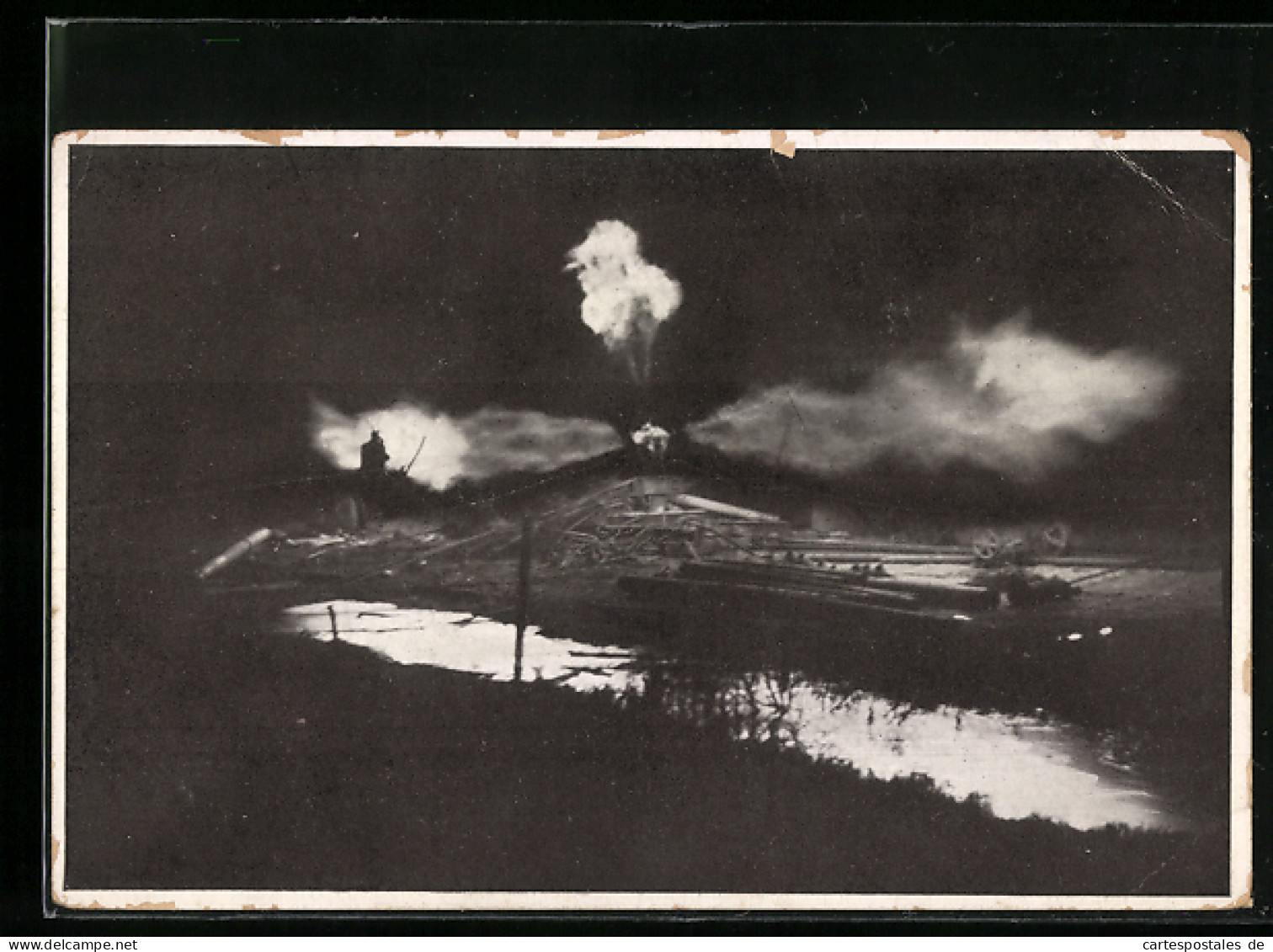 AK Neuengamme Bei Bergedorf, Der Erdgasbrand 1910  - Catastrofi