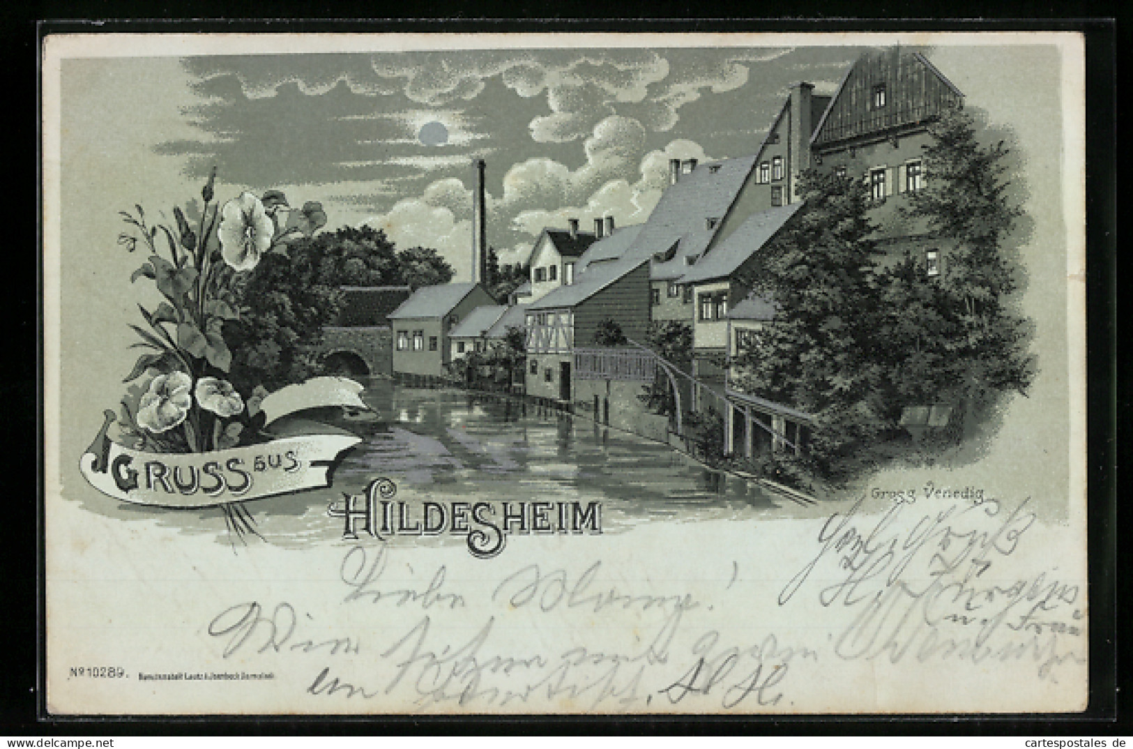 Mondschein-Lithographie Hildesheim, Partie In Gross Venedig  - Hildesheim