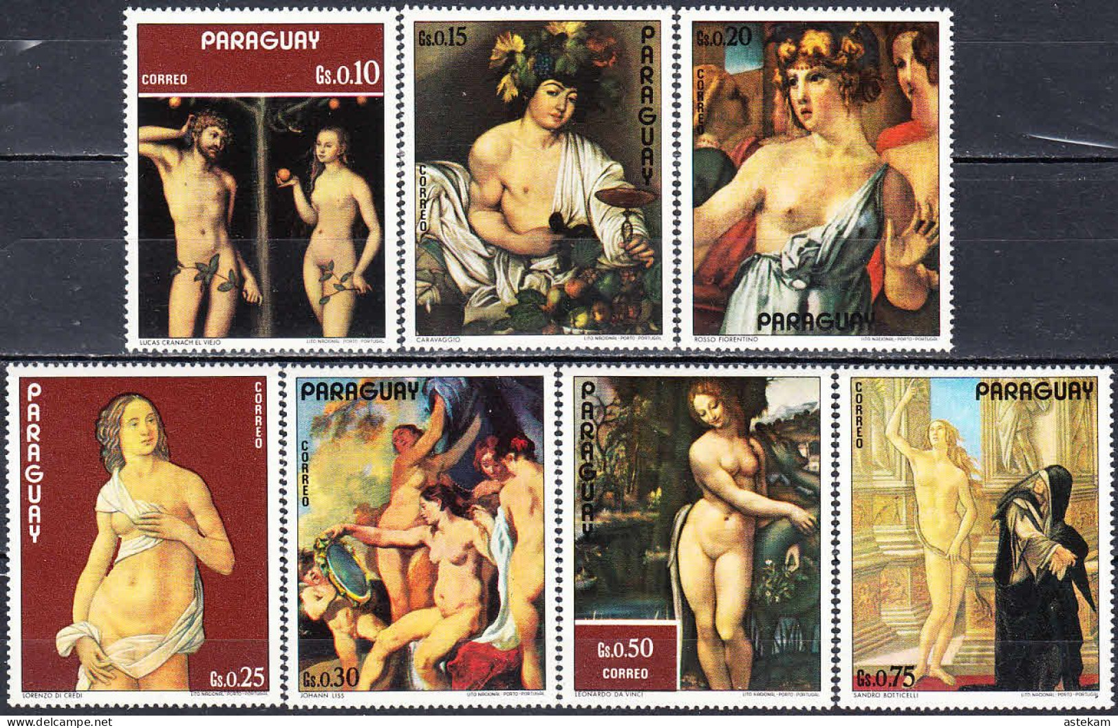 PARAGUAY 1973, PAINTINGS OF NAKED WOMEN, INCOMPLETE MNH SERIES (without A Three Airmail Stamps) With GOOD QUALITY*** - Paraguay