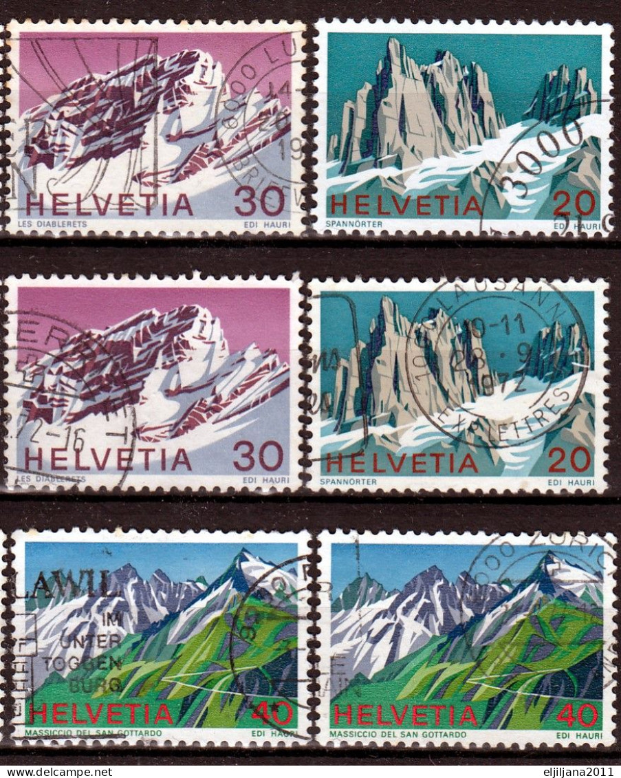 Switzerland / Helvetia / Schweiz / Suisse 1969-1976 ⁕ Alps / Alpen Mi.911, 931, 953, 976 & Mi 1081 ⁕ 12v Used - See Scan - Used Stamps