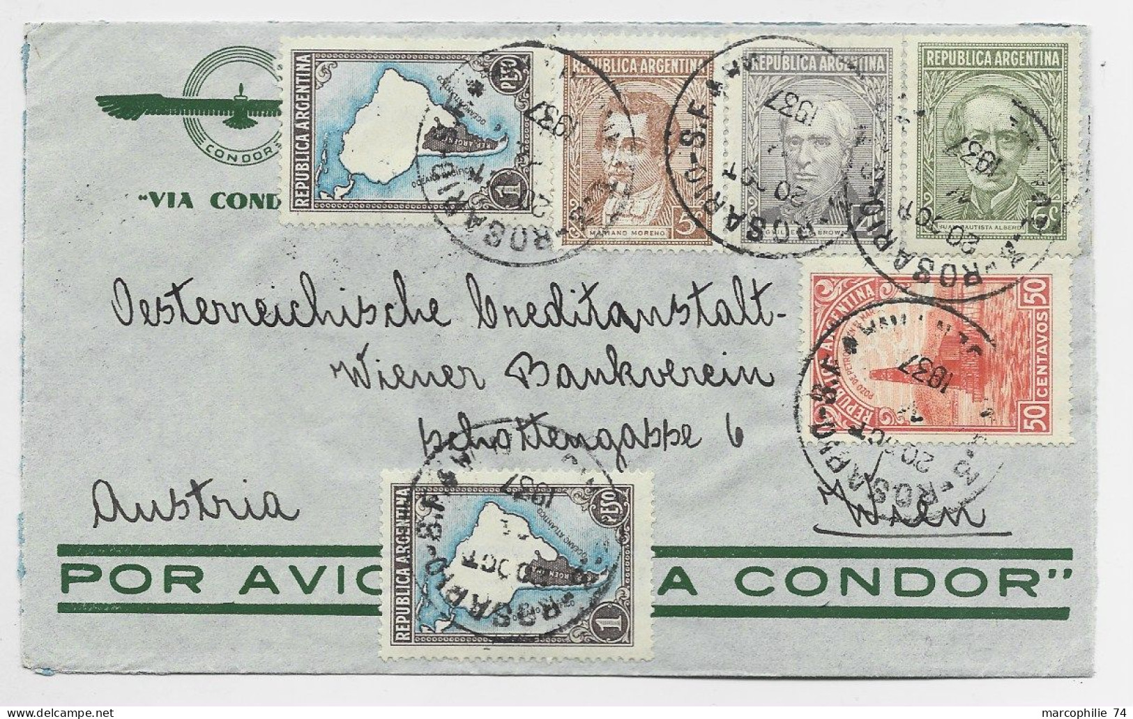 ARGENTINA DIVERS LETTRE COVER POR AVION VIA CONDOR BUENOS AIRES 1937 TO AUSTRIA - Briefe U. Dokumente