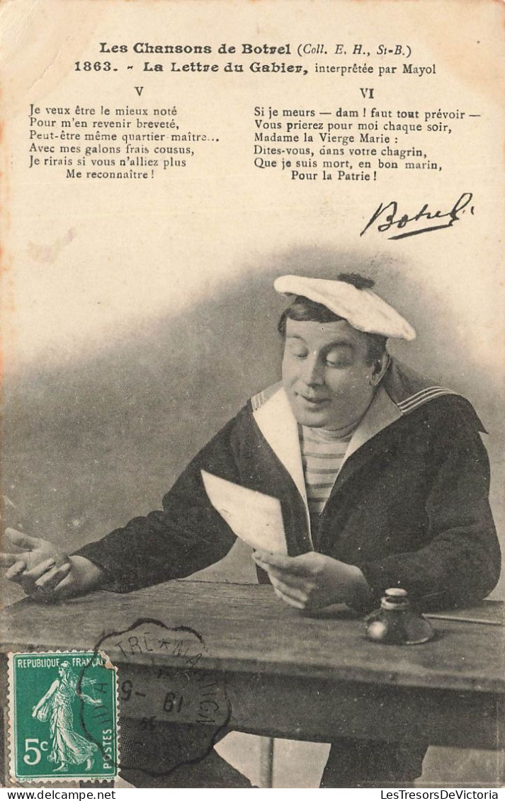 SPECTACLE - Les Chansons De Botrel - La Lettre Du Gabier - Carte Postale Ancienne - Musique Et Musiciens