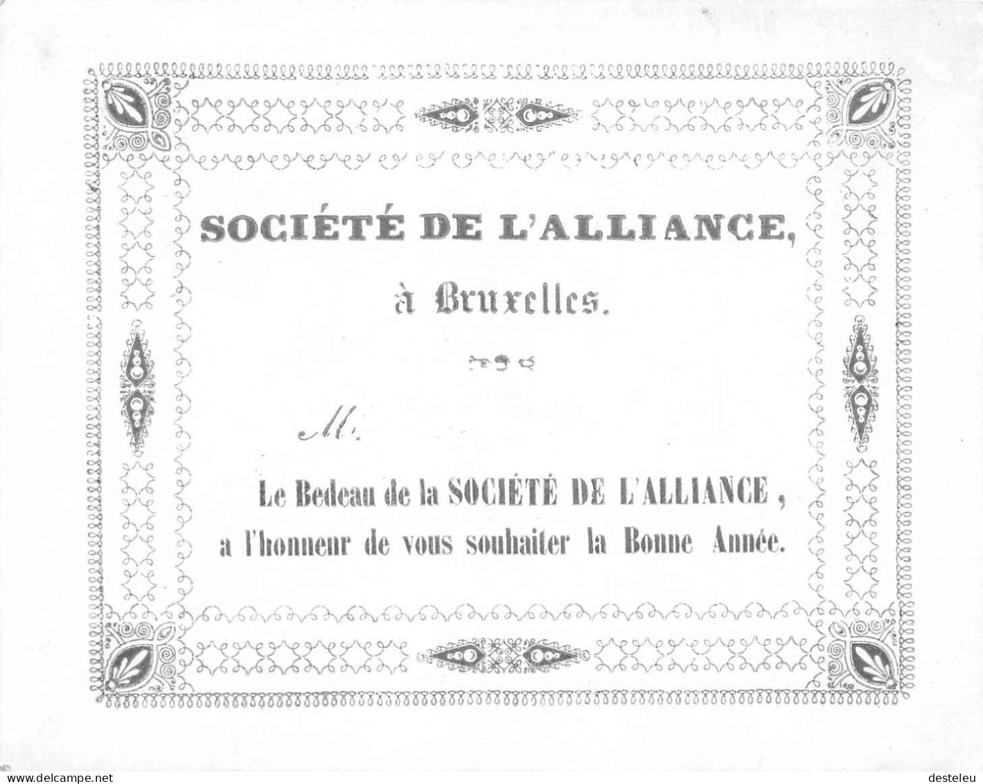 Porceleinkaart - Carte Porcelaine - Société De L'Alliance Bonne Année  - Bruxelles - Brussel  - 12.5 X 9.5 Cm - Old Professions