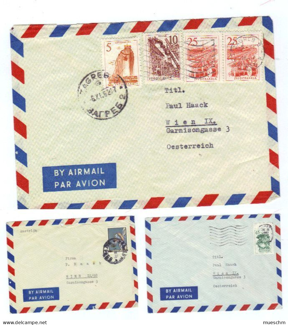 Jugoslawien, 1958-85, 3 Luftpostbriefkuverts (20045EP) - Aéreo