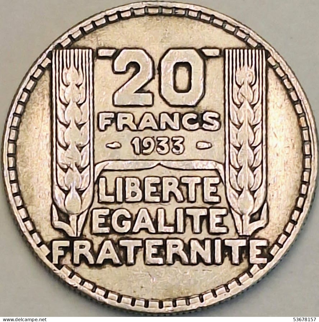 France - 20 Francs 1933, KM# 879, Silver (#4154) - 20 Francs