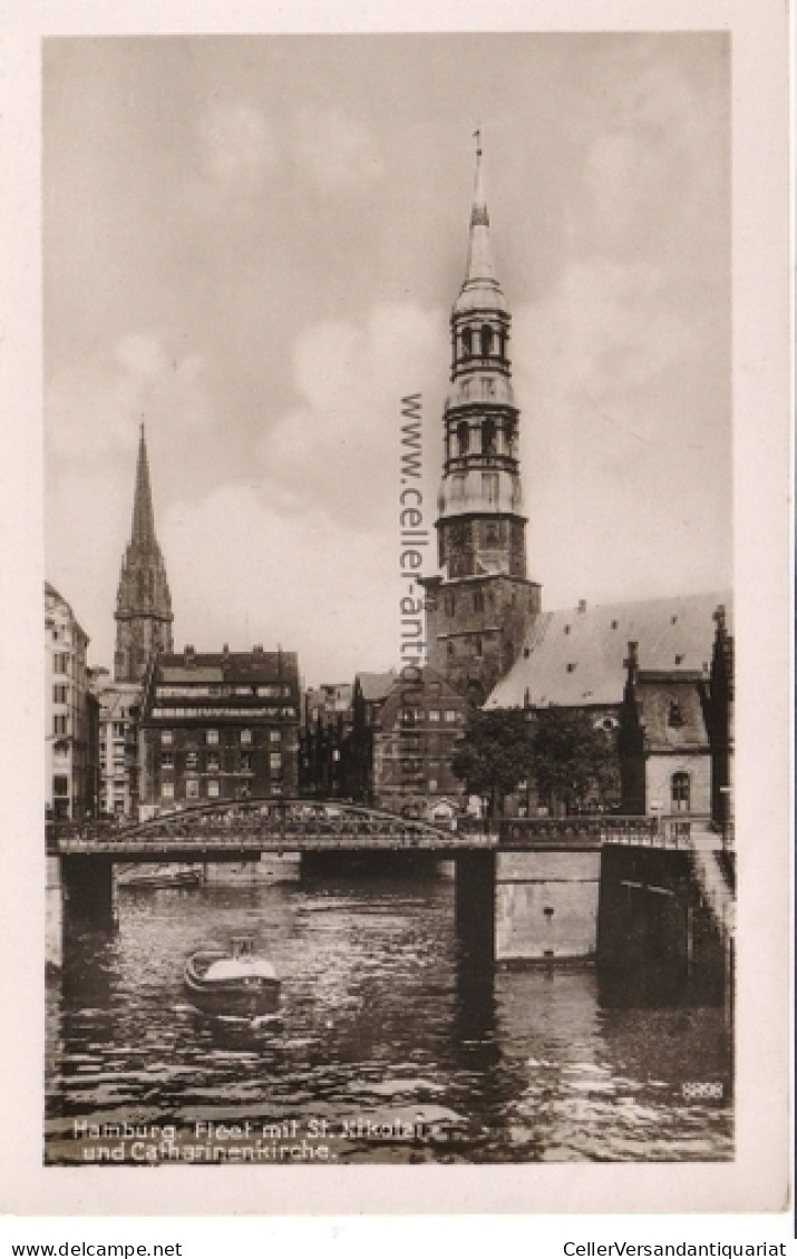 Postkarte. Fleet Mit St. Nikolai- Und Catharinenkirche Von Hamburg - Unclassified